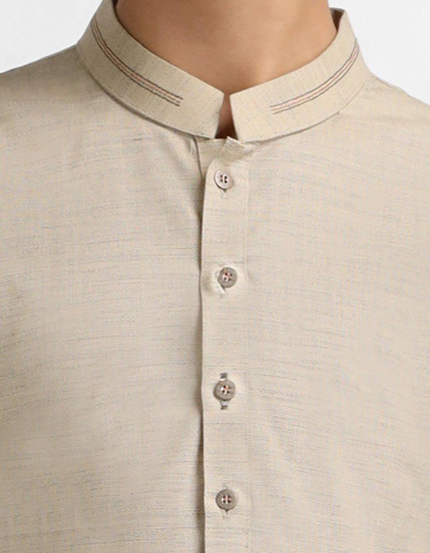 Polyester Beige Kurta - J. Junaid Jamshed