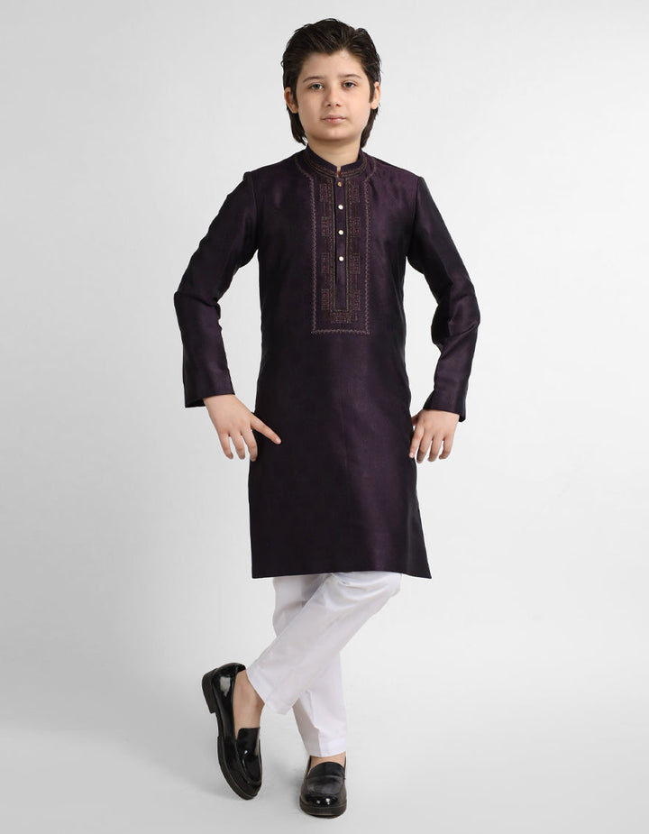 Polyester Deep Purple Special Kurta - J. Junaid Jamshed