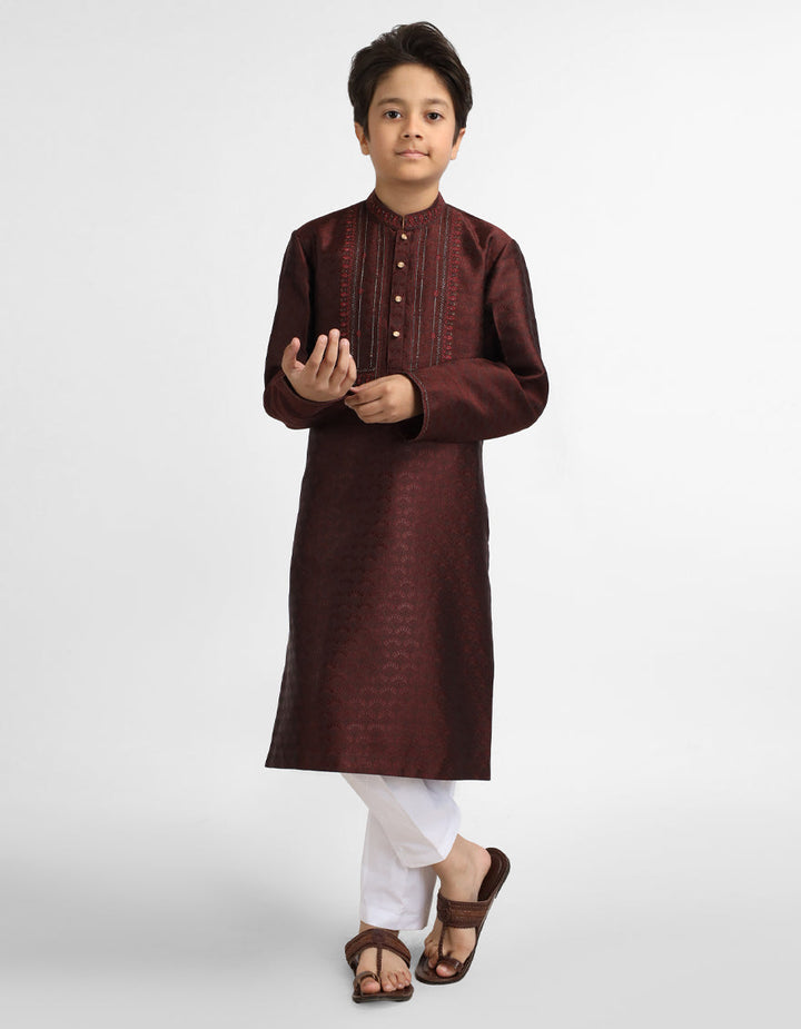 Polyester Maroon Special Kurta - J. Junaid Jamshed