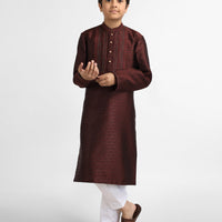 Polyester Maroon Special Kurta - J. Junaid Jamshed