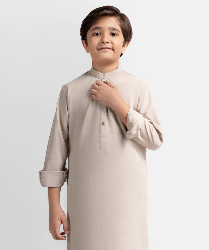 Polyester Khaki Kurta Trouser - J. Junaid Jamshed