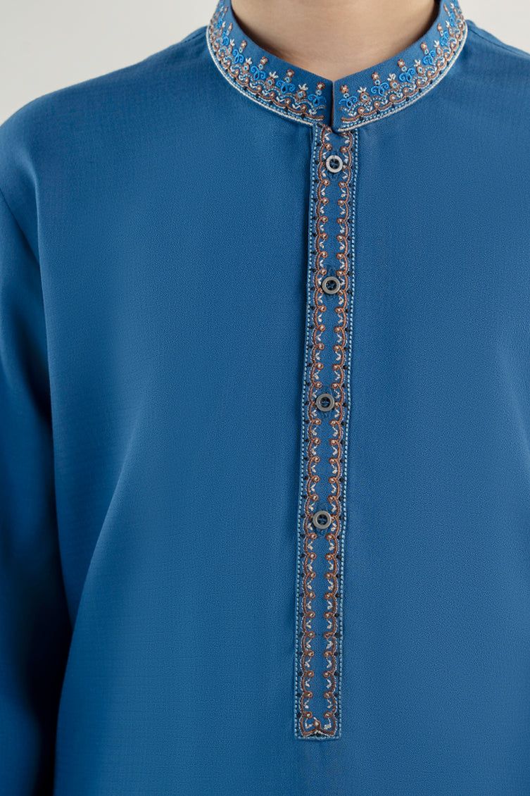 Blended Blue Kurta Trouser - J. Junaid Jamshed
