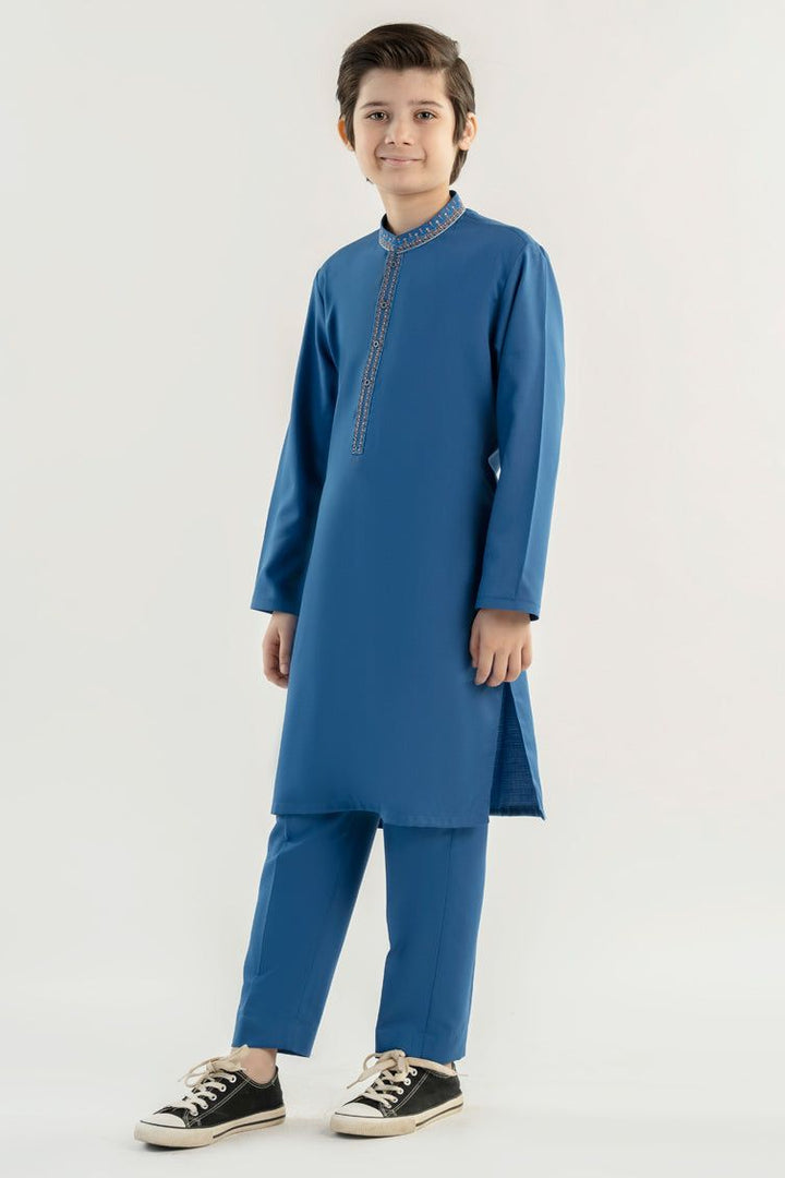 Blended Blue Kurta Trouser - J. Junaid Jamshed