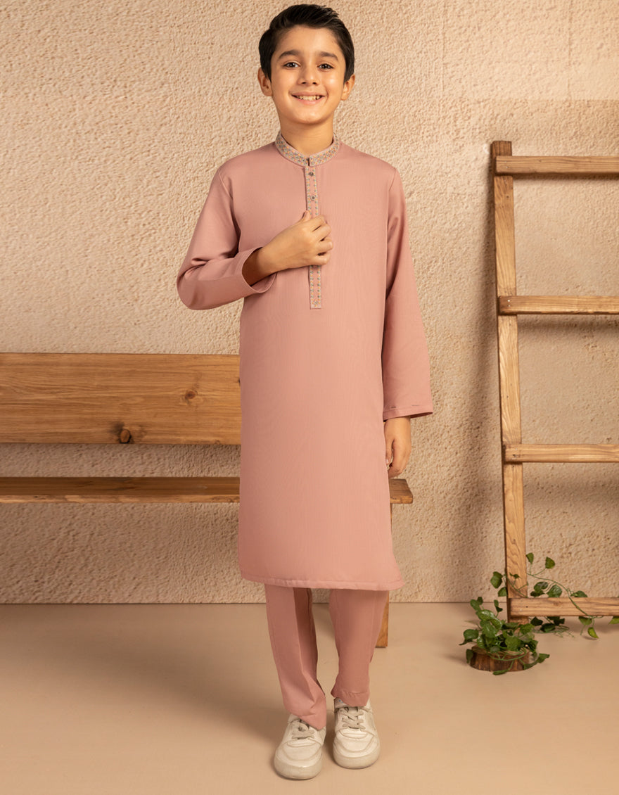 Blended Tea Pink Kurta Trouser - J. Junaid Jamshed