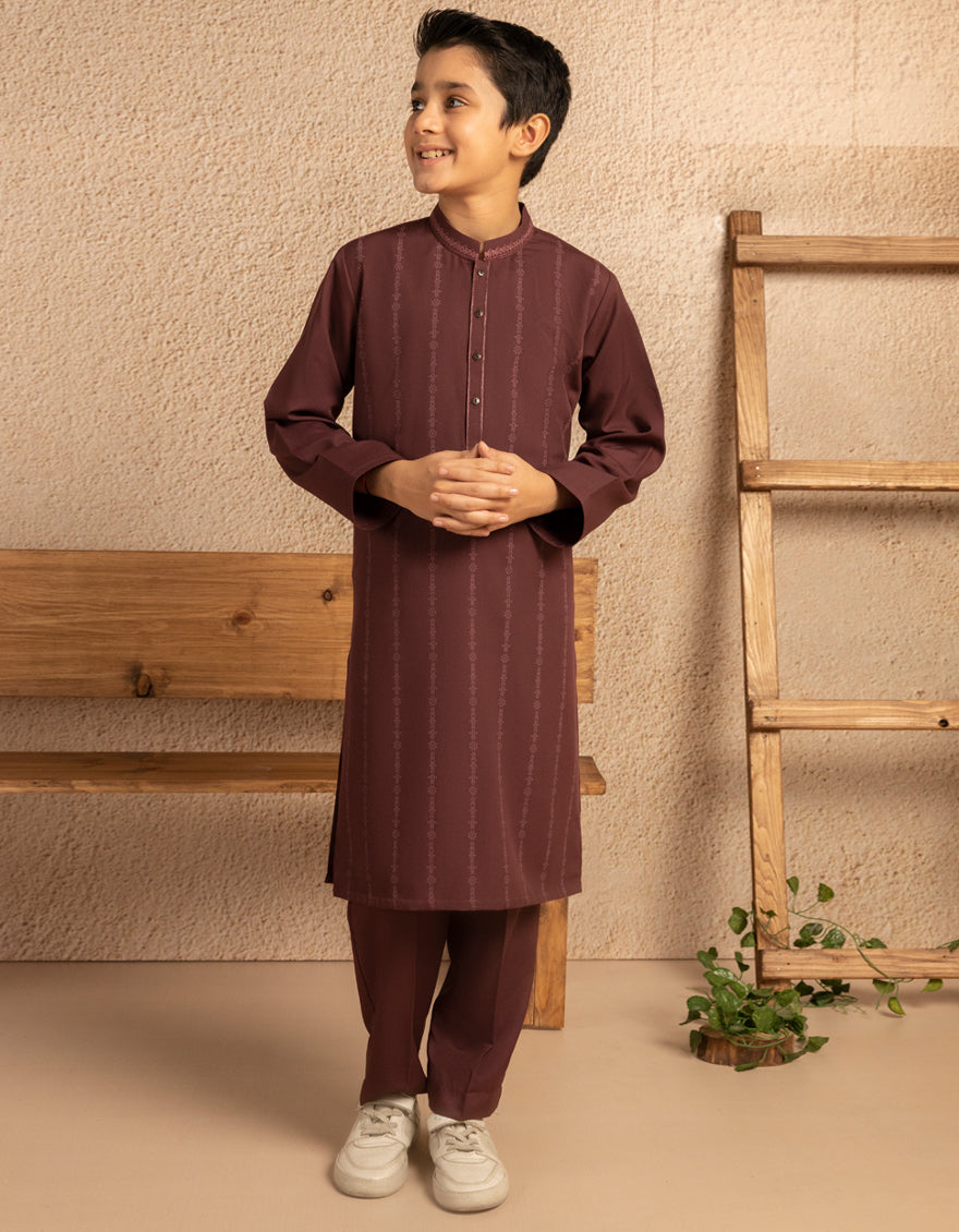 Blended Maroon Kurta Trouser - J. Junaid Jamshed