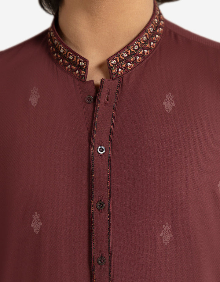 Blended Maroon Kurta Trouser - J. Junaid Jamshed