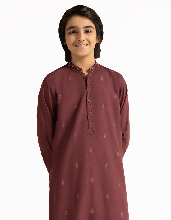 Blended Maroon Kurta Trouser - J. Junaid Jamshed