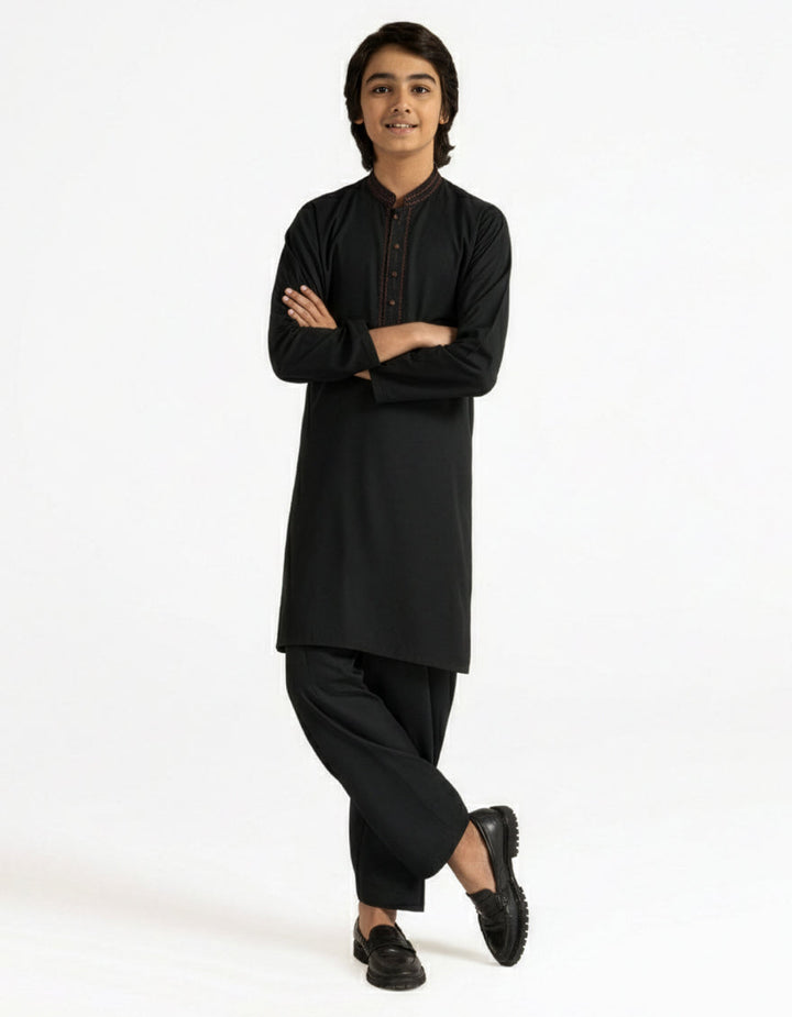 Blended Black Kurta Trouser - J. Junaid Jamshed