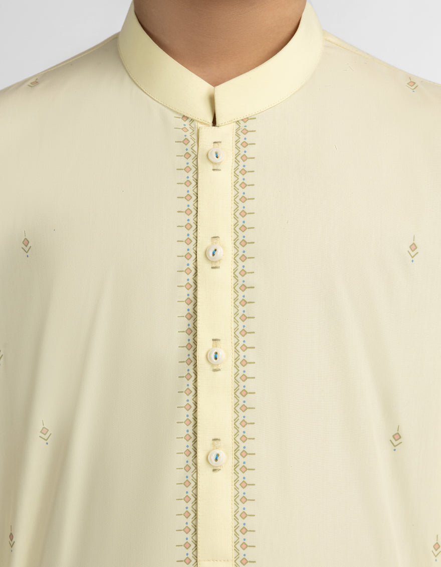 Blended Lemon Kurta Trouser - J. Junaid Jamshed