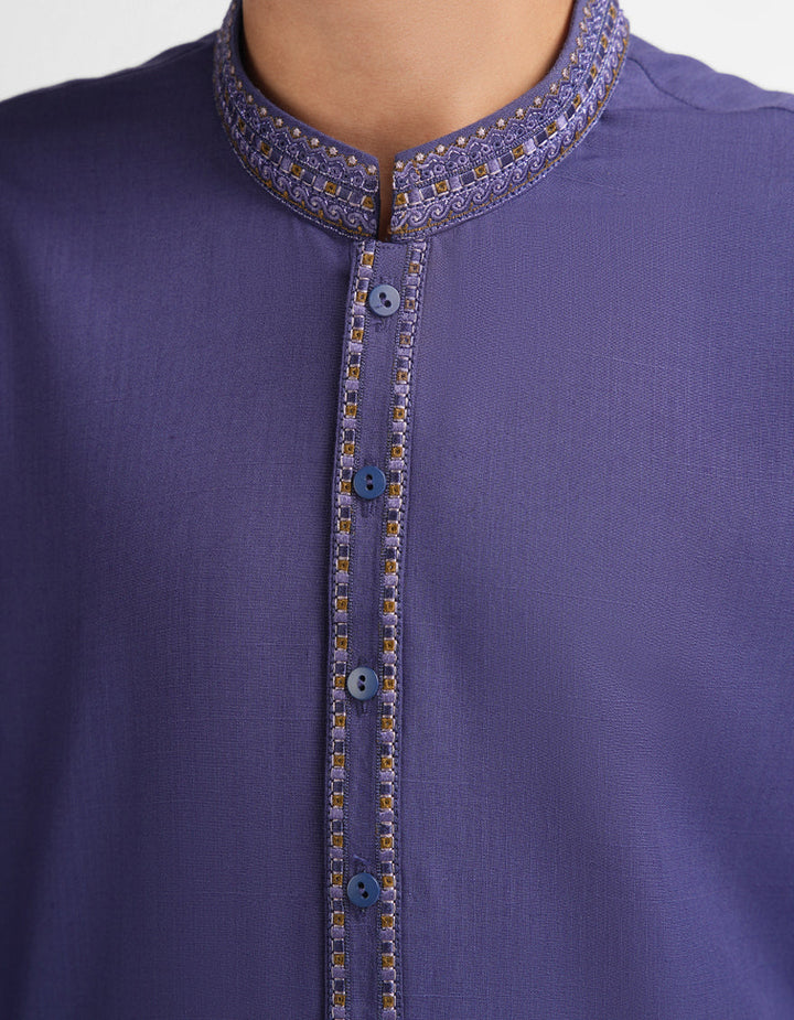 Blended Dark Blue Kurta Trouser - J. Junaid Jamshed
