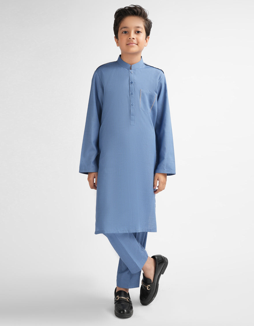 Blended Light Blue Kurta Trouser - J. Junaid Jamshed