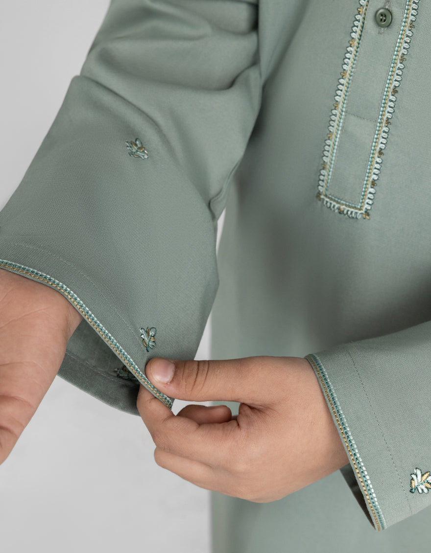 Blended Mint Green Kurta Trouser - J. Junaid Jamshed