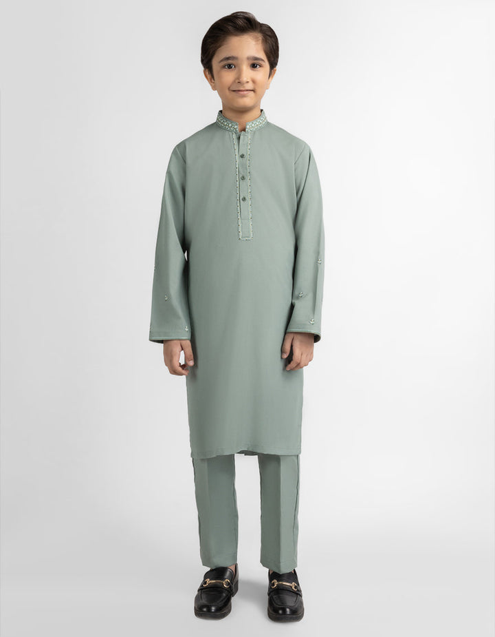 Blended Mint Green Kurta Trouser - J. Junaid Jamshed