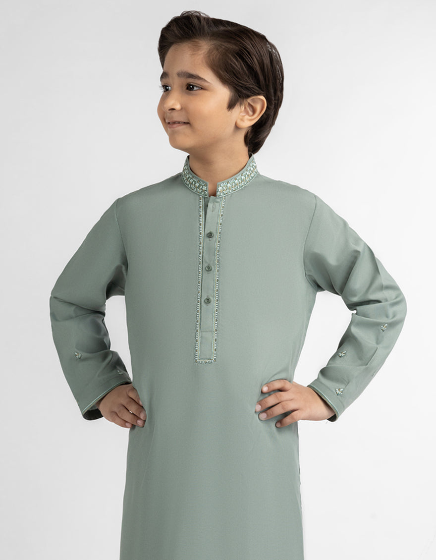 Blended Mint Green Kurta Trouser - J. Junaid Jamshed