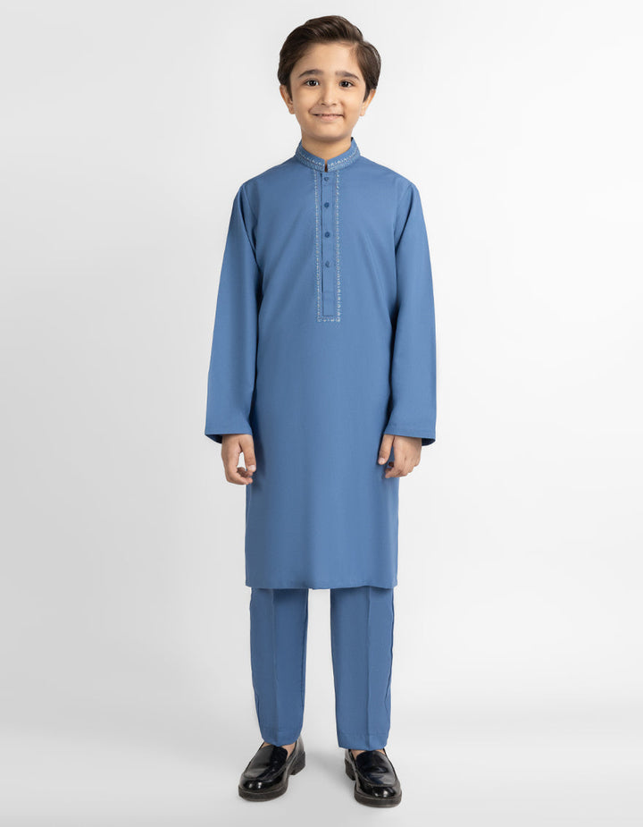Blended Blue Kurta Trouser - J. Junaid Jamshed
