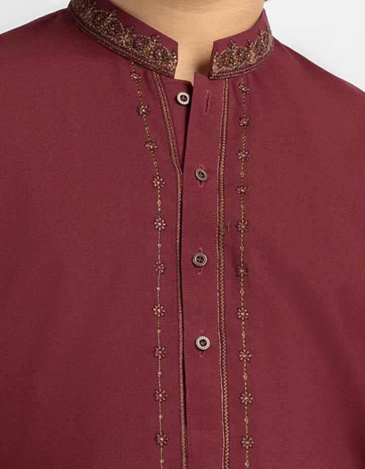 Blended Maroon Kurta Trouser - J. Junaid Jamshed