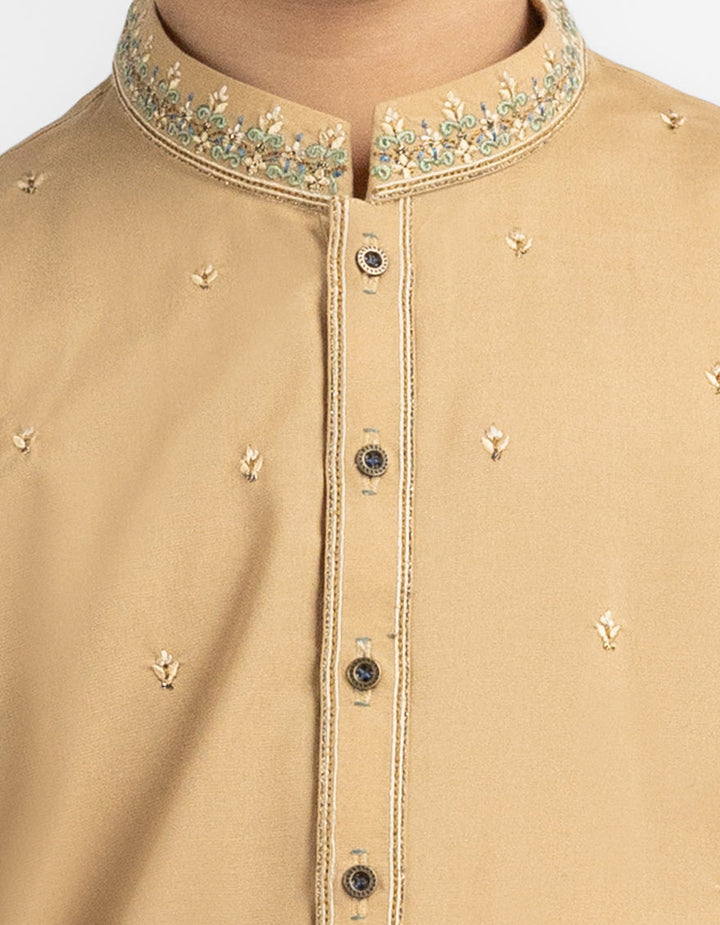 Blended Golden Kurta Trouser - J. Junaid Jamshed