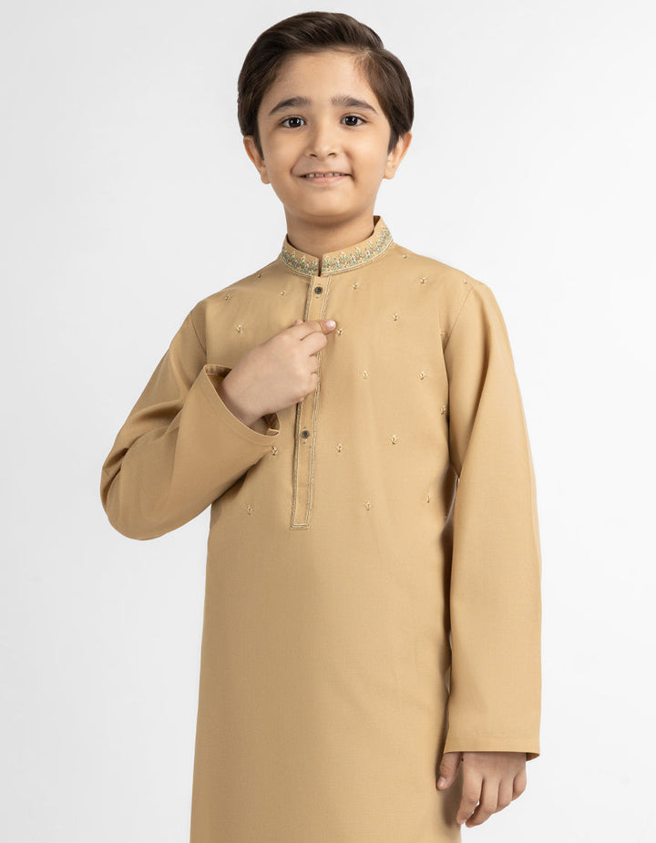Blended Golden Kurta Trouser - J. Junaid Jamshed