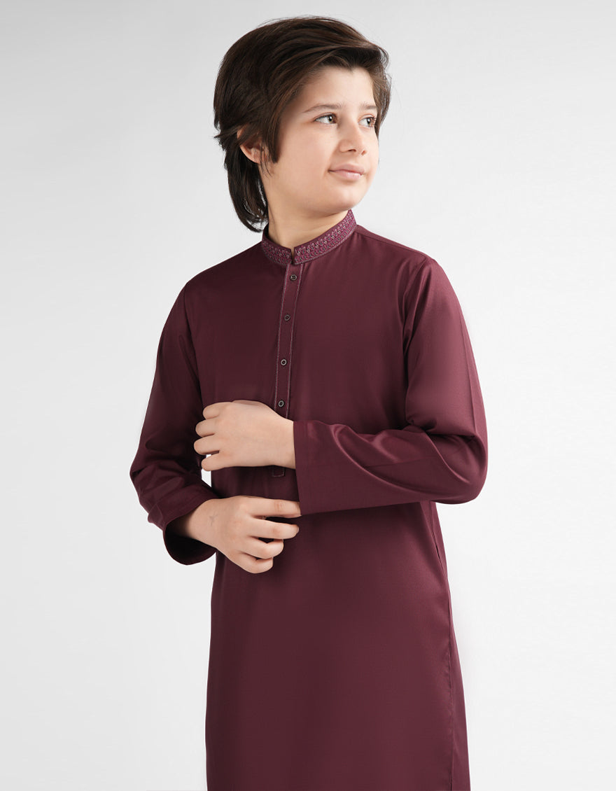 Blended Maroon Kurta Trouser - J. Junaid Jamshed