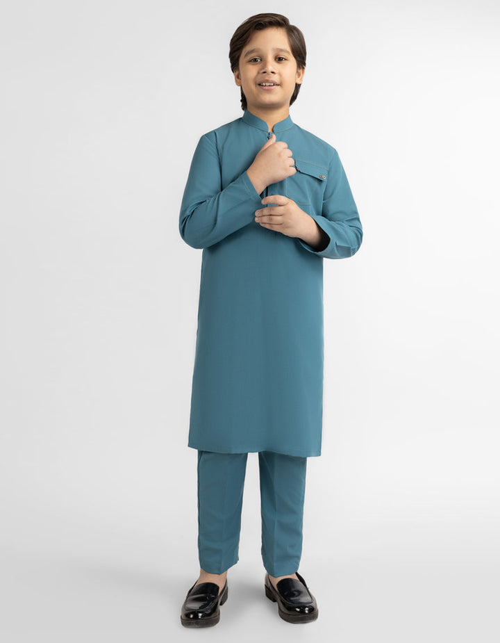 Blended Turquoise Kurta Trouser - J. Junaid Jamshed
