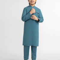 Blended Turquoise Kurta Trouser - J. Junaid Jamshed