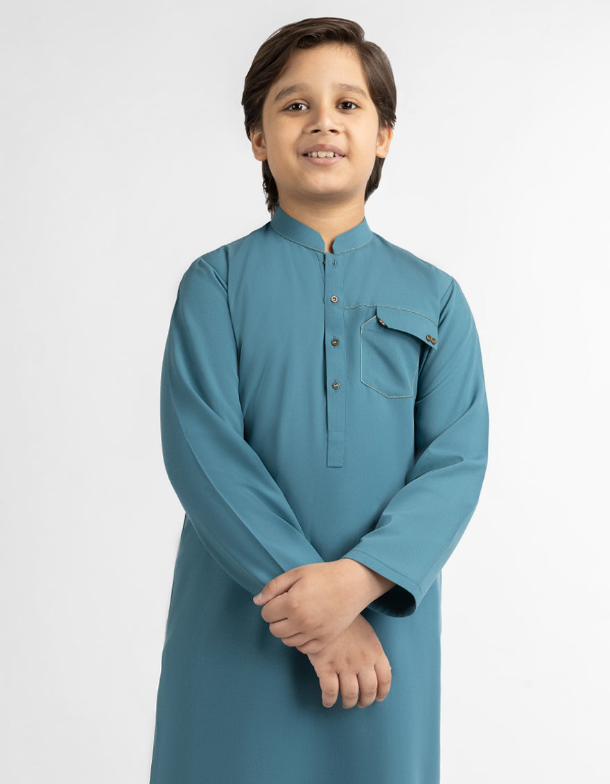 Blended Turquoise Kurta Trouser - J. Junaid Jamshed