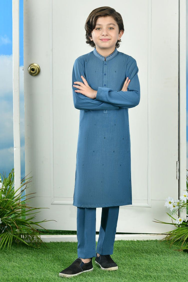 Blended Blue Kurta Trouser - J. Junaid Jamshed