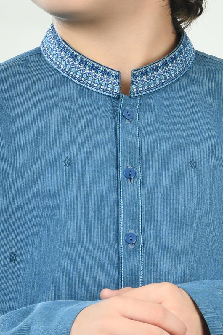 Blended Blue Kurta Trouser - J. Junaid Jamshed