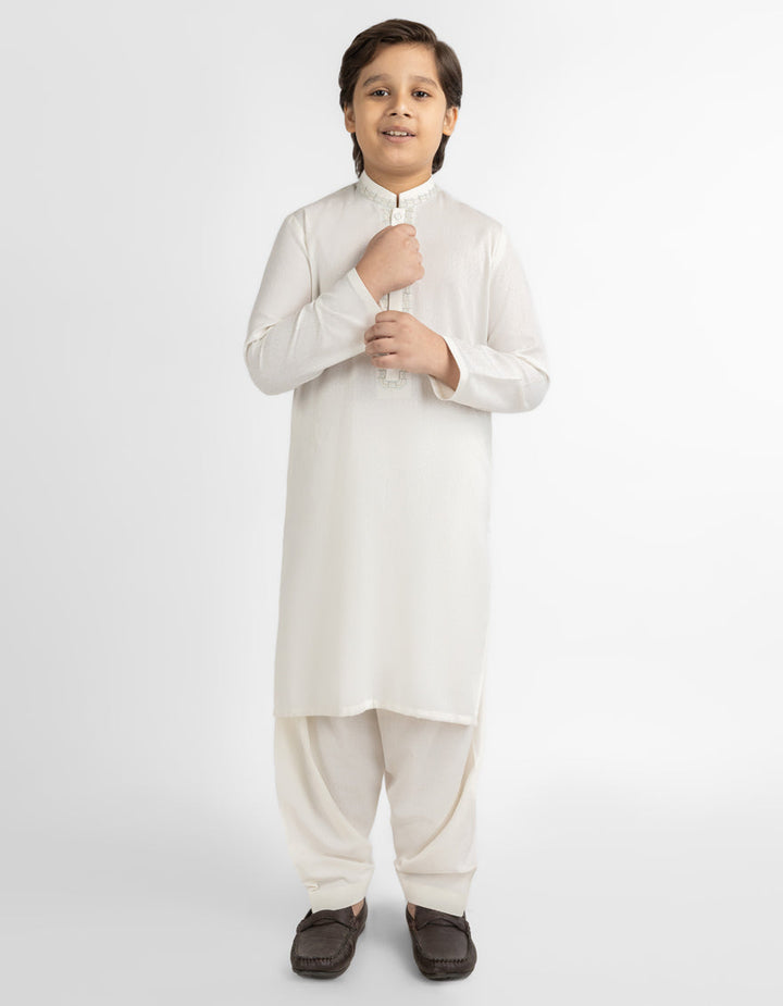 Blended Cream Shalwar Kameez - J. Junaid Jamshed