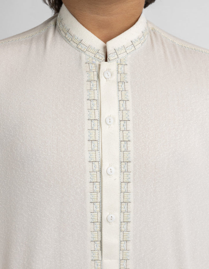 Blended Cream Shalwar Kameez - J. Junaid Jamshed