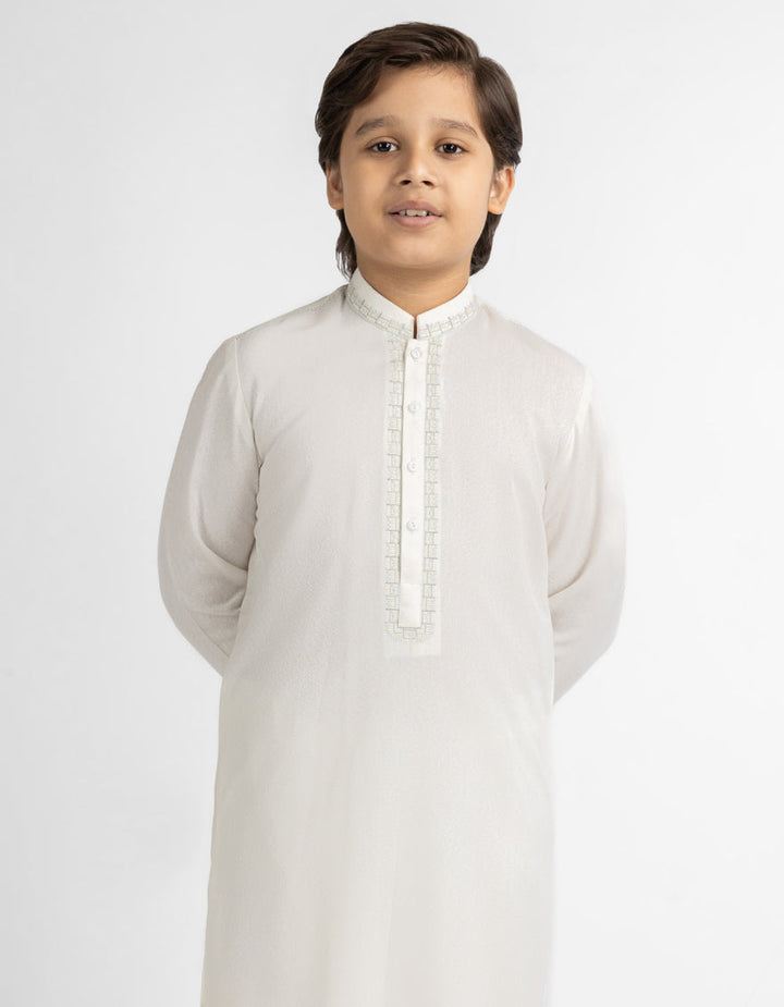 Blended Cream Shalwar Kameez - J. Junaid Jamshed