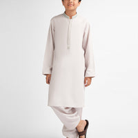 Blended Ash White Shalwar Kameez - J. Junaid Jamshed