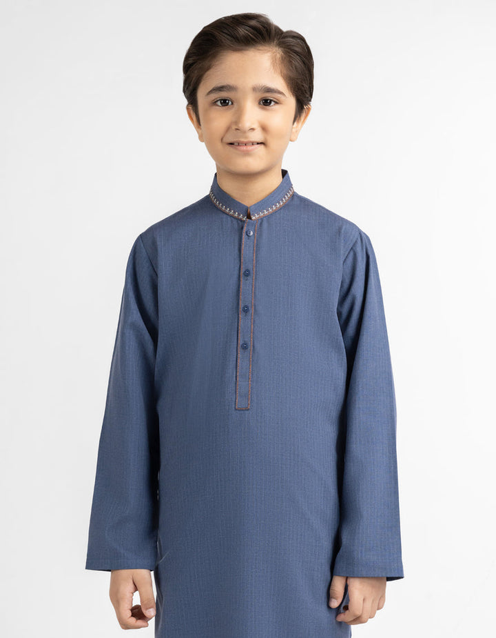 Blended Denim Blue Shalwar Kameez - J. Junaid Jamshed