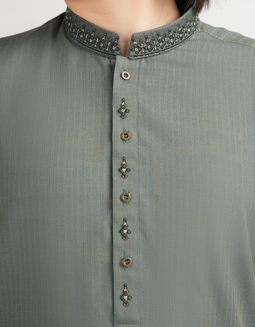 Blended Green Shalwar Kameez - J. Junaid Jamshed