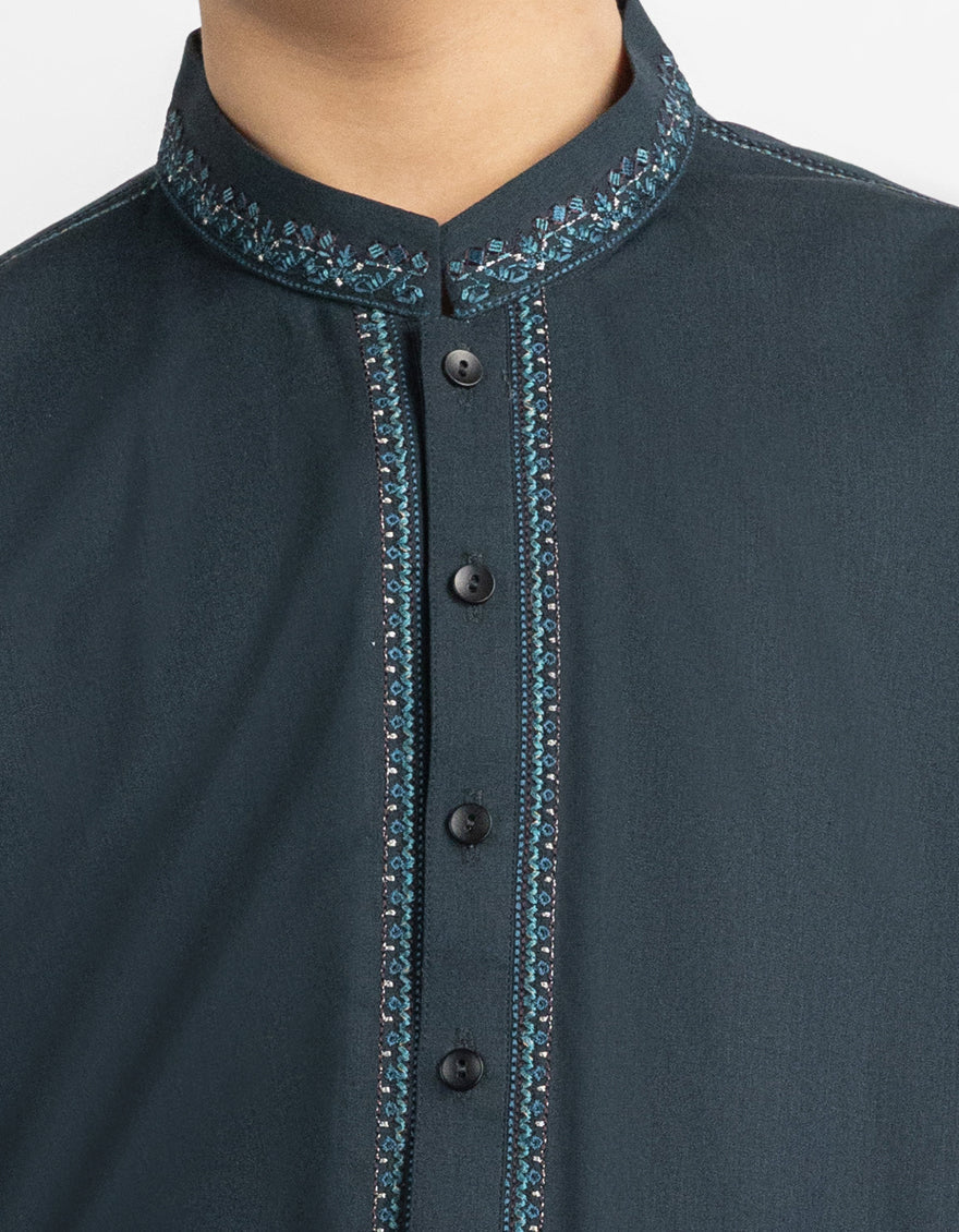 Blended Teal Shalwar Kameez - J. Junaid Jamshed