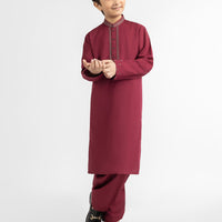Blended Red Shalwar Kameez - J. Junaid Jamshed