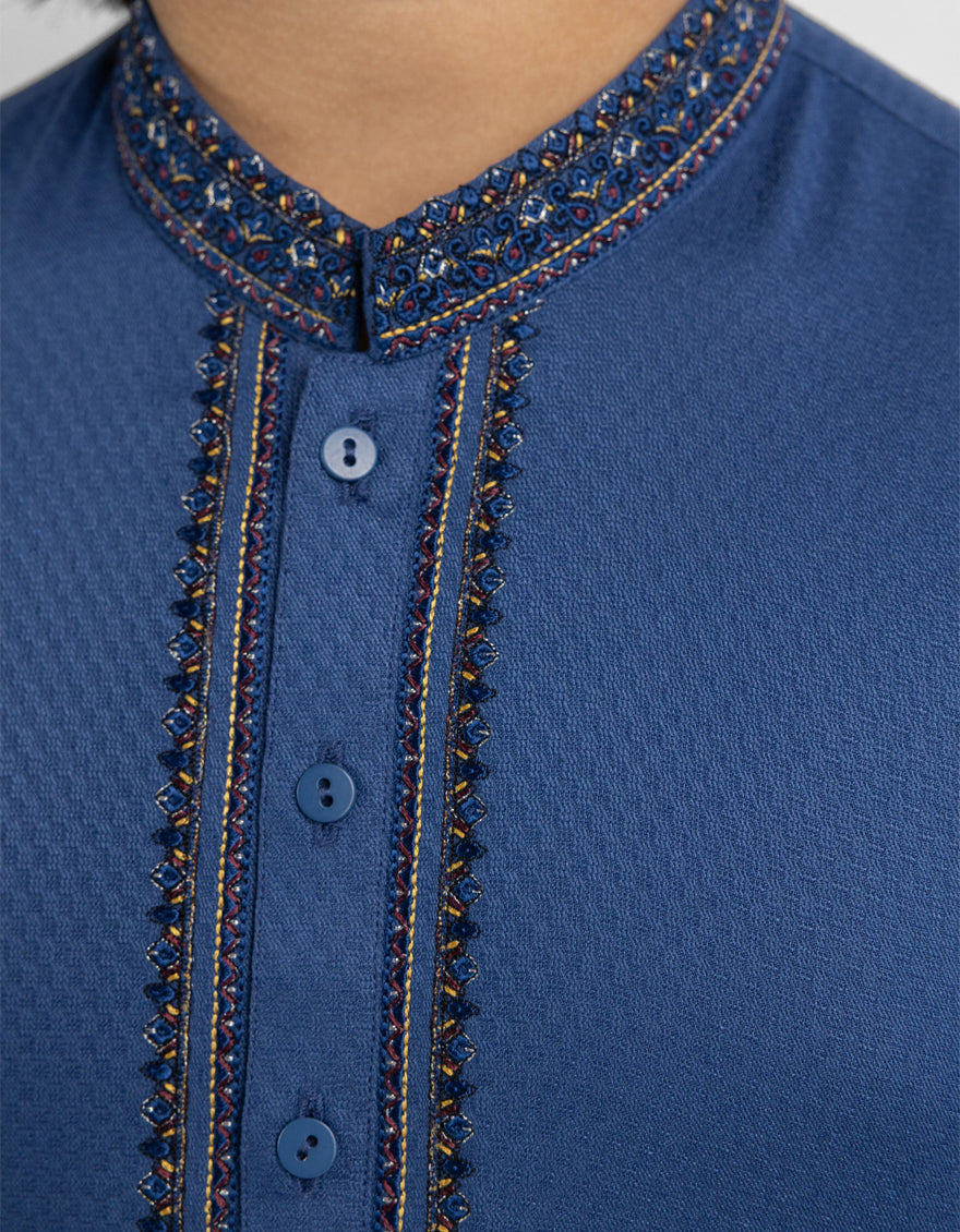 Blended Blue Shalwar Kameez - J. Junaid Jamshed