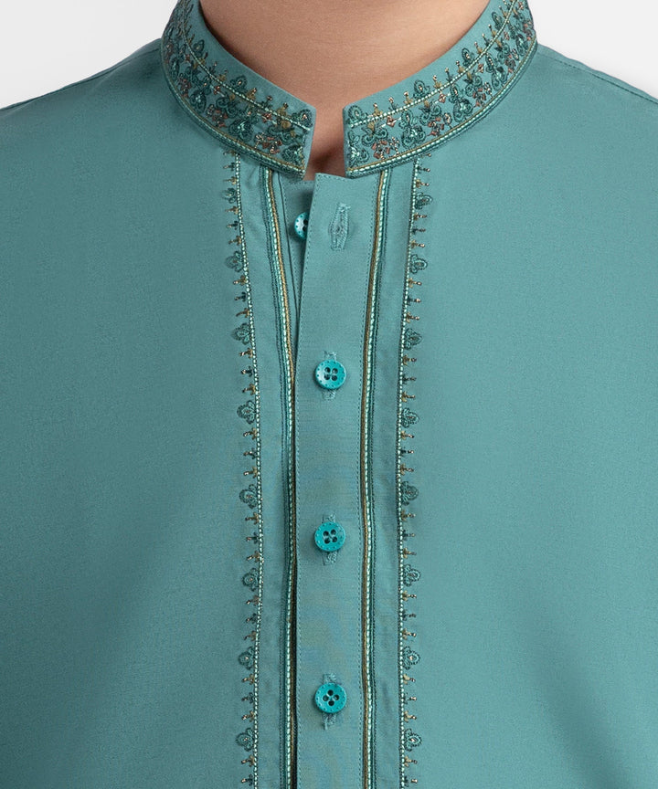 Blended Turquoise Shalwar Kameez - J. Junaid Jamshed