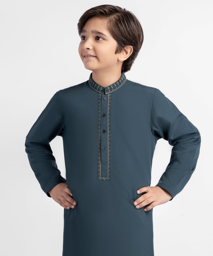 Blended Dark Green Shalwar Kameez - J. Junaid Jamshed