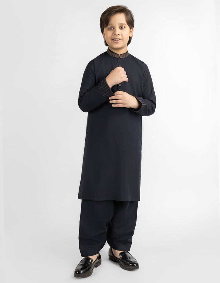 Blended Black Shalwar Kameez - J. Junaid Jamshed