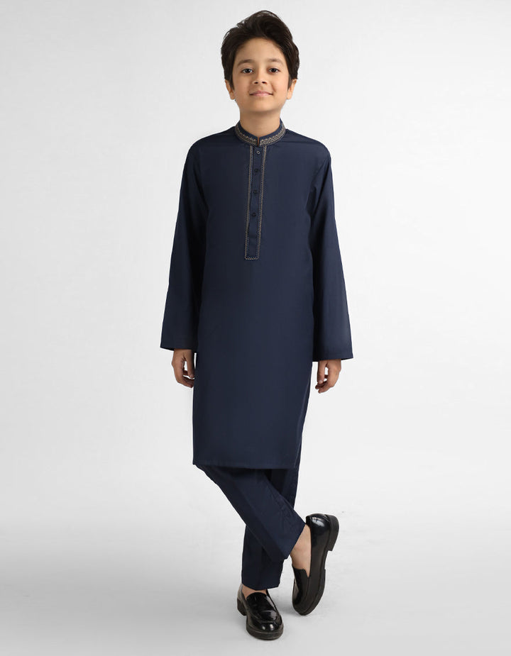 Blended Blue Shalwar Kameez - J. Junaid Jamshed