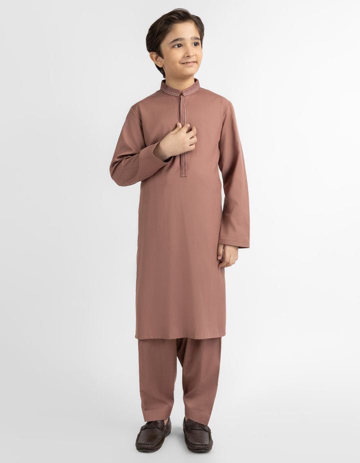Blended Mid Brown Shalwar Kameez - J. Junaid Jamshed