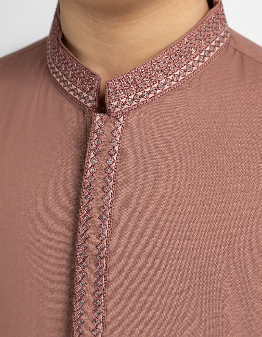 Blended Mid Brown Shalwar Kameez - J. Junaid Jamshed