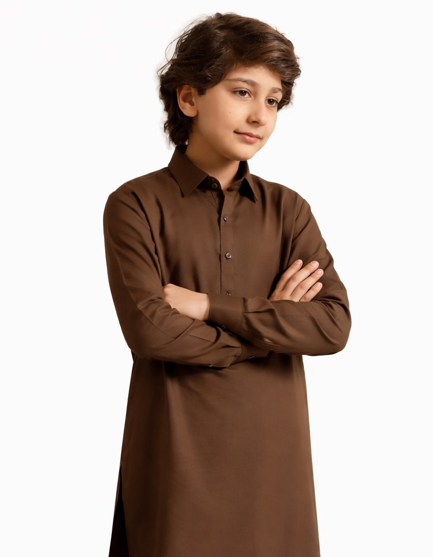 Blended Brown Shalwar Kameez - J. Junaid Jamshed