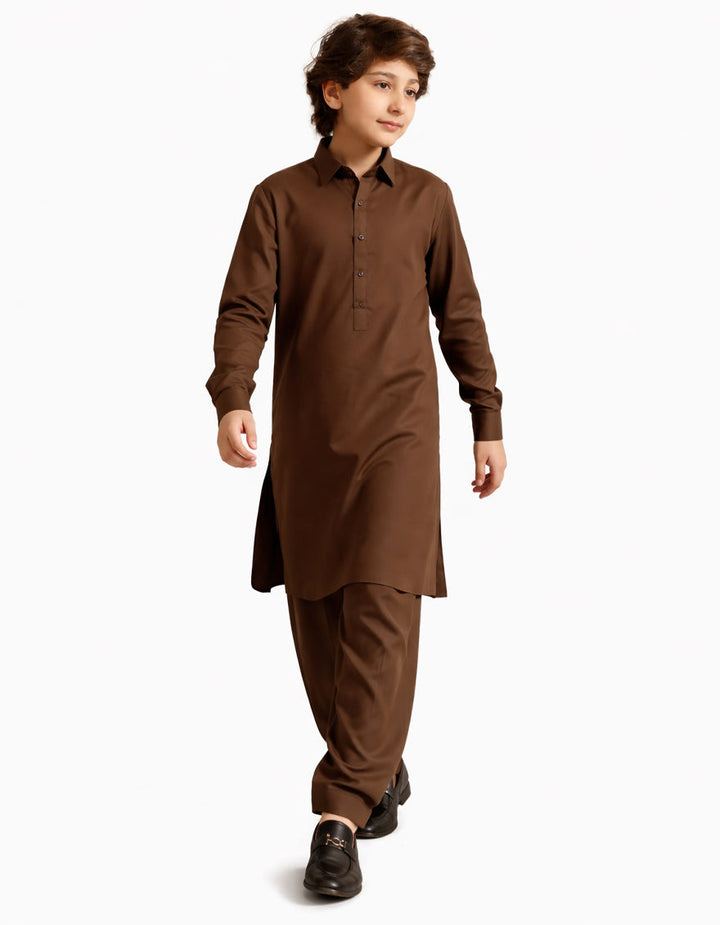 Blended Brown Shalwar Kameez - J. Junaid Jamshed