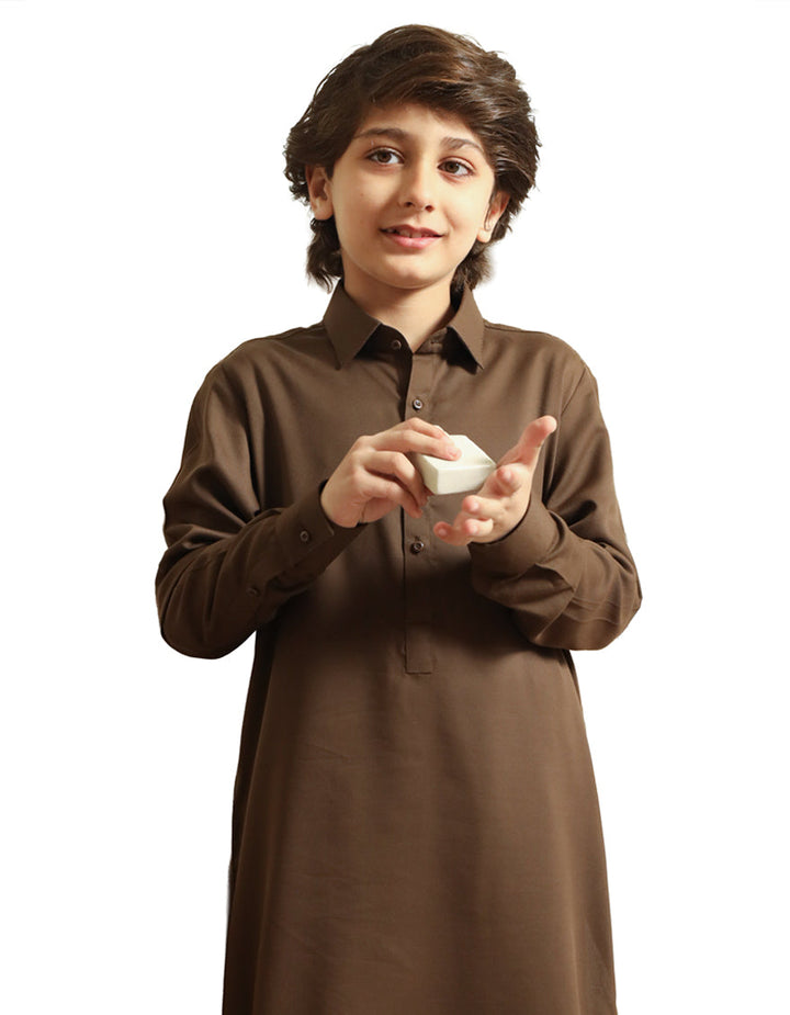 Blended Brown Shalwar Kameez - J. Junaid Jamshed