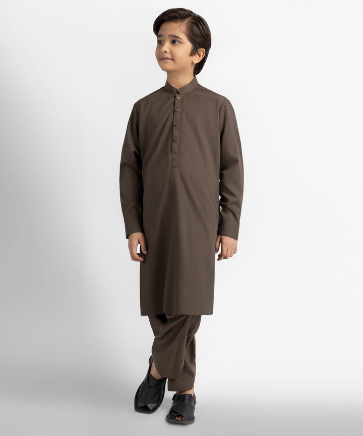 Blended Brown Shalwar Kameez - J. Junaid Jamshed