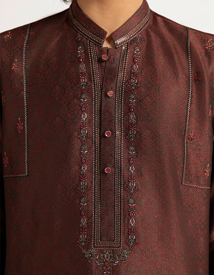 Polyester Maroon Special Kurta - J. Junaid Jamshed