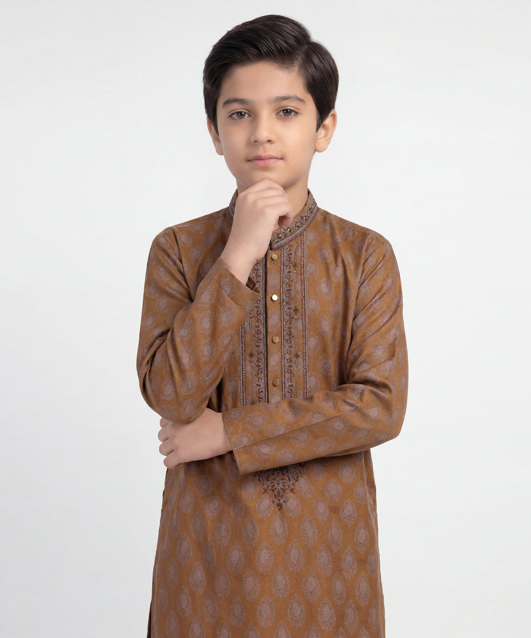 Polyester Ochre Special Kurta - J. Junaid Jamshed