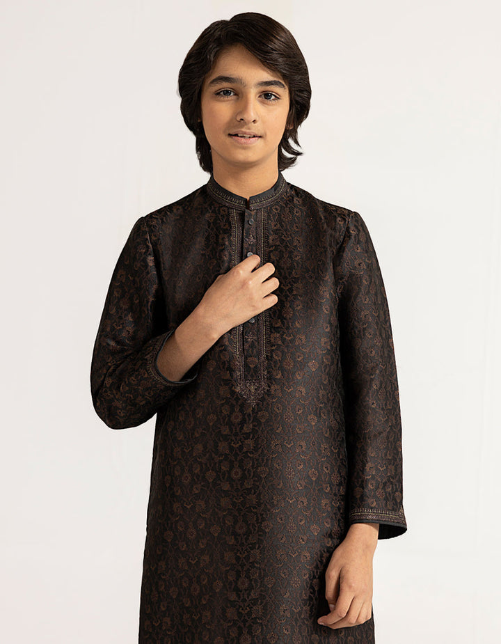 Polyester Antique Brown Special Kurta - J. Junaid Jamshed